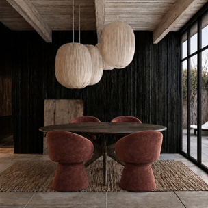 Fauteuil de table pivotant en velours cherry ALBA
