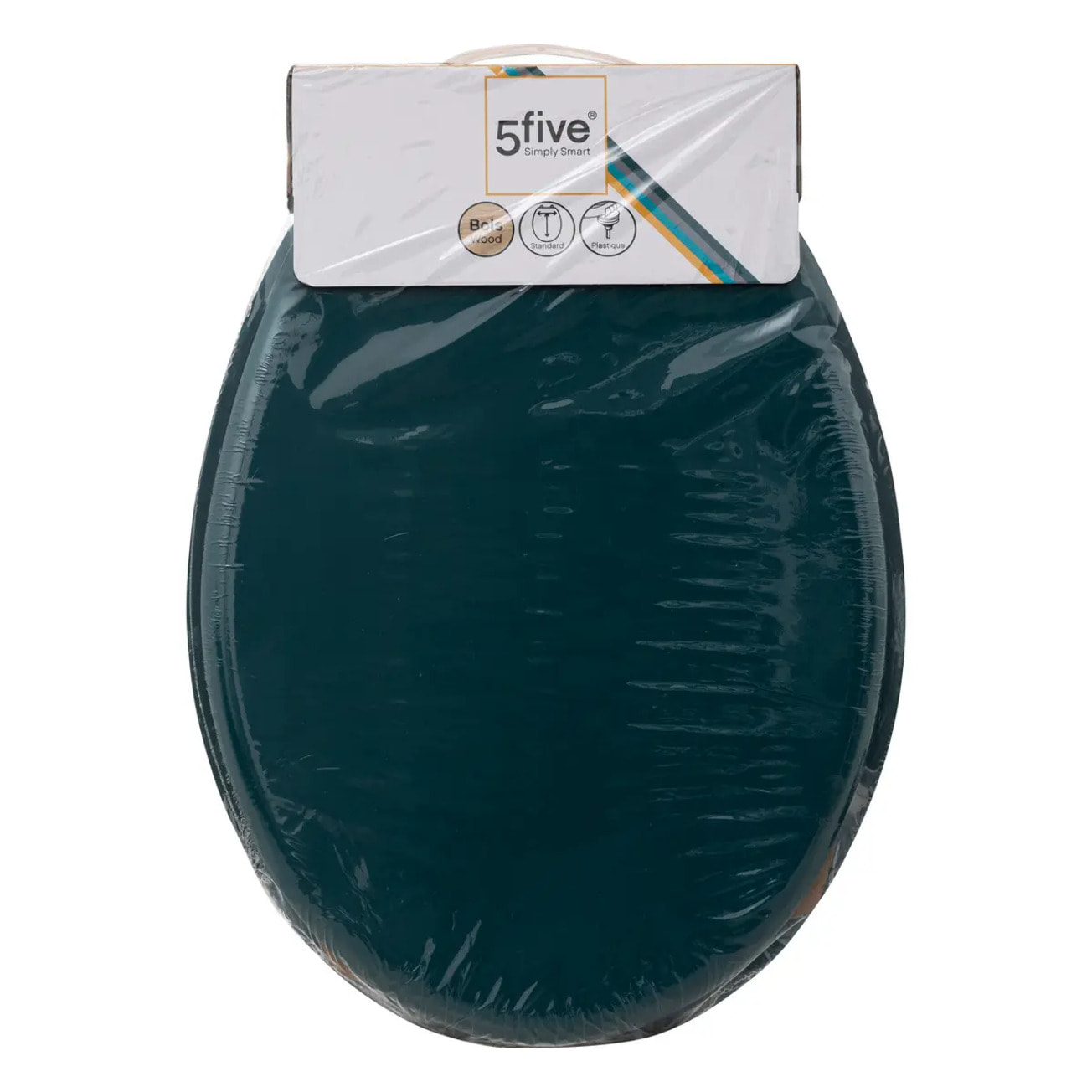 Abattant WC bleu pétrole en bois