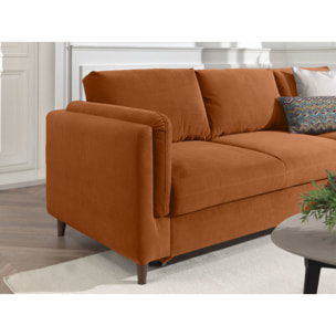 Brooke - canapé d'angle droit - convertible avec coffre - 4 places - en velours - Rouille