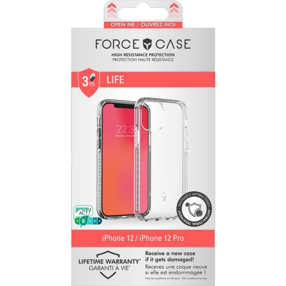 Coque FORCE CASE iPhone 12 et iPhone 12 Pro Transparente