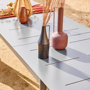 Table de jardin CHARLESTON extensible aluminium anthracite. 8 places. 210/300 x 100 x 75.5 cm