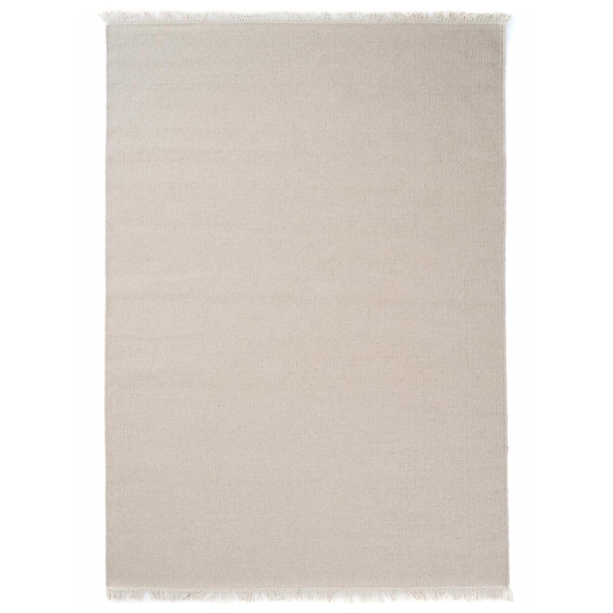 tapis salon 140x200 fait main en laine sable rectangle motif uni RAINBOW