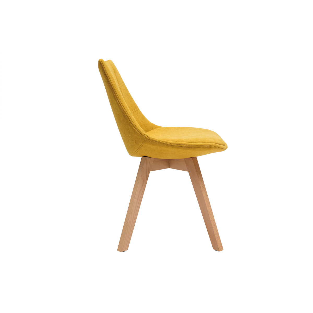 Chaises scandinaves en tissu effet velours jaune moutarde et bois clair (lot de 2) MATILDE