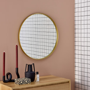 Miroir rond en métal Ø60cm MABEL. couleur or