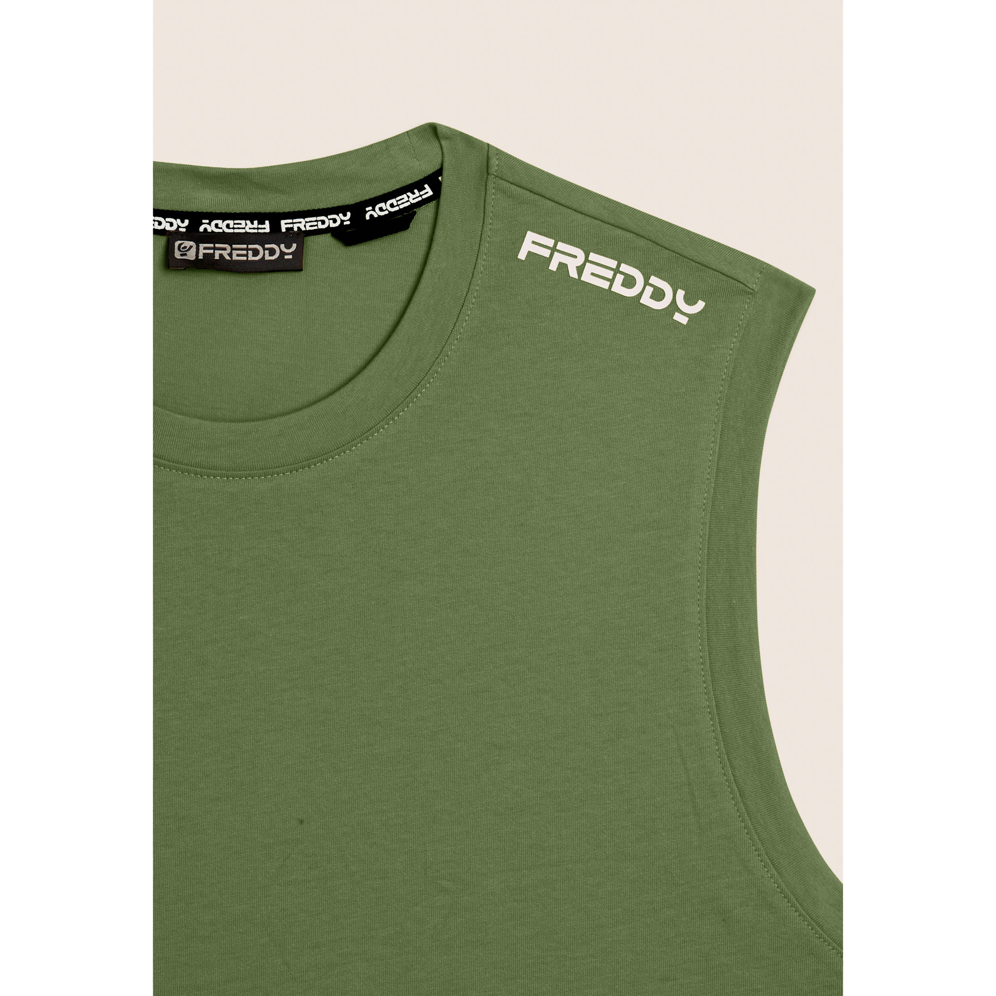 T-shirt senza maniche in jersey di cotone