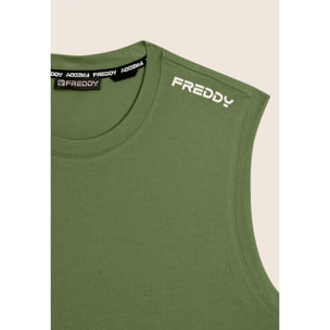 T-shirt senza maniche in jersey di cotone