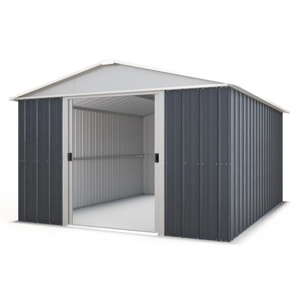 Abri de jardin métal anthracite Yardmaster 11,03 m² + kit d'ancrage