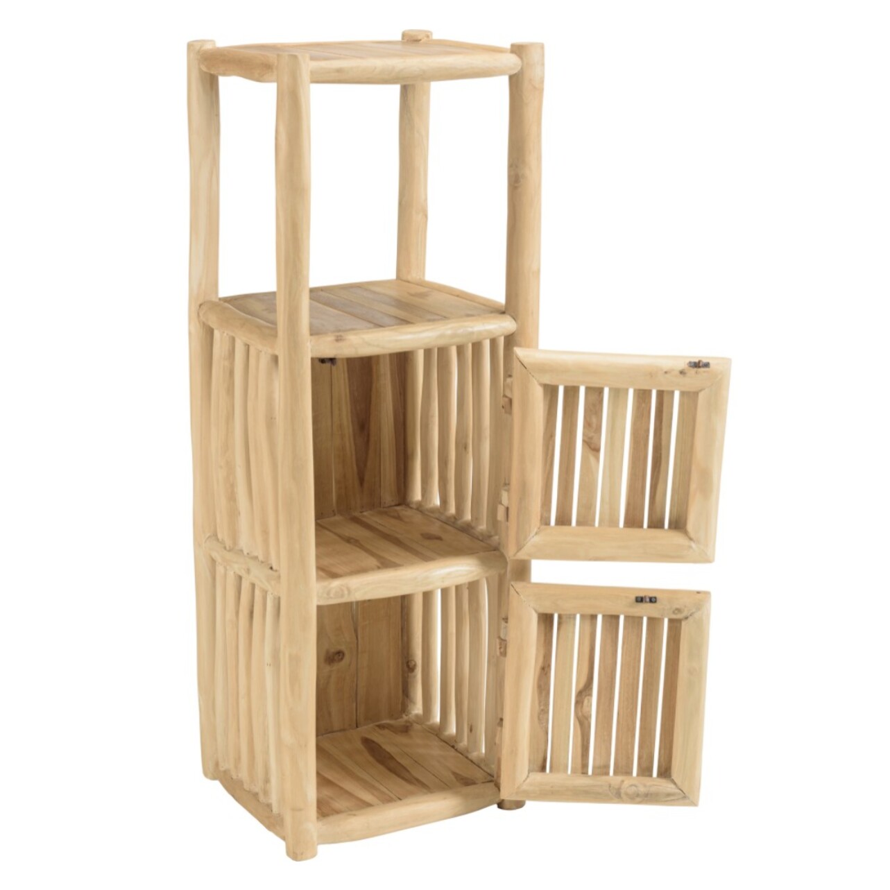 WILL - Étagère 1 niveau 2 portes en branches de teck naturel
