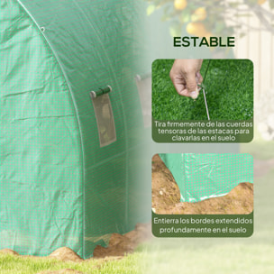 Invernadero de Exterior 6x3x2 m Invernadero de Túnel con Sistema de Riego Integrado 12 Ventanas con Malla y 1 Puerta Enrollable Invernadero para Jardín Patio Verde