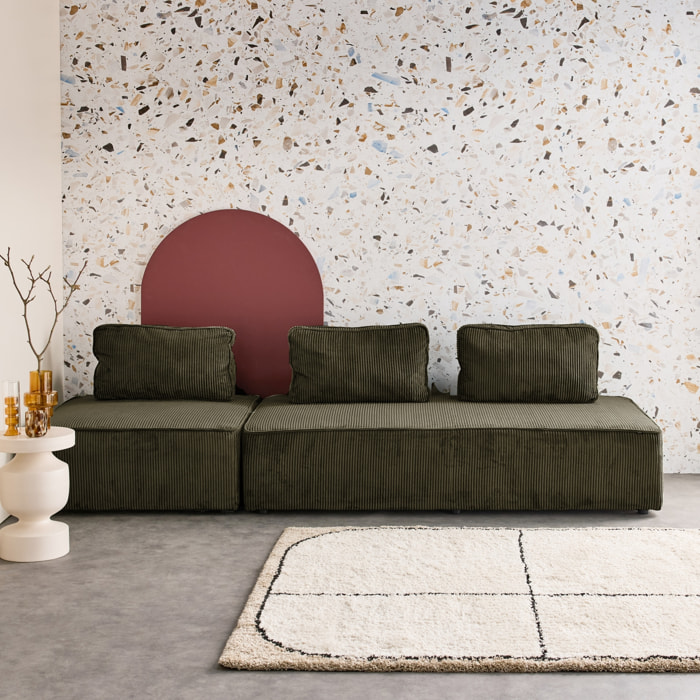 Ensemble chauffeuses pour canapé modulable 3 places velours côtelé LAO