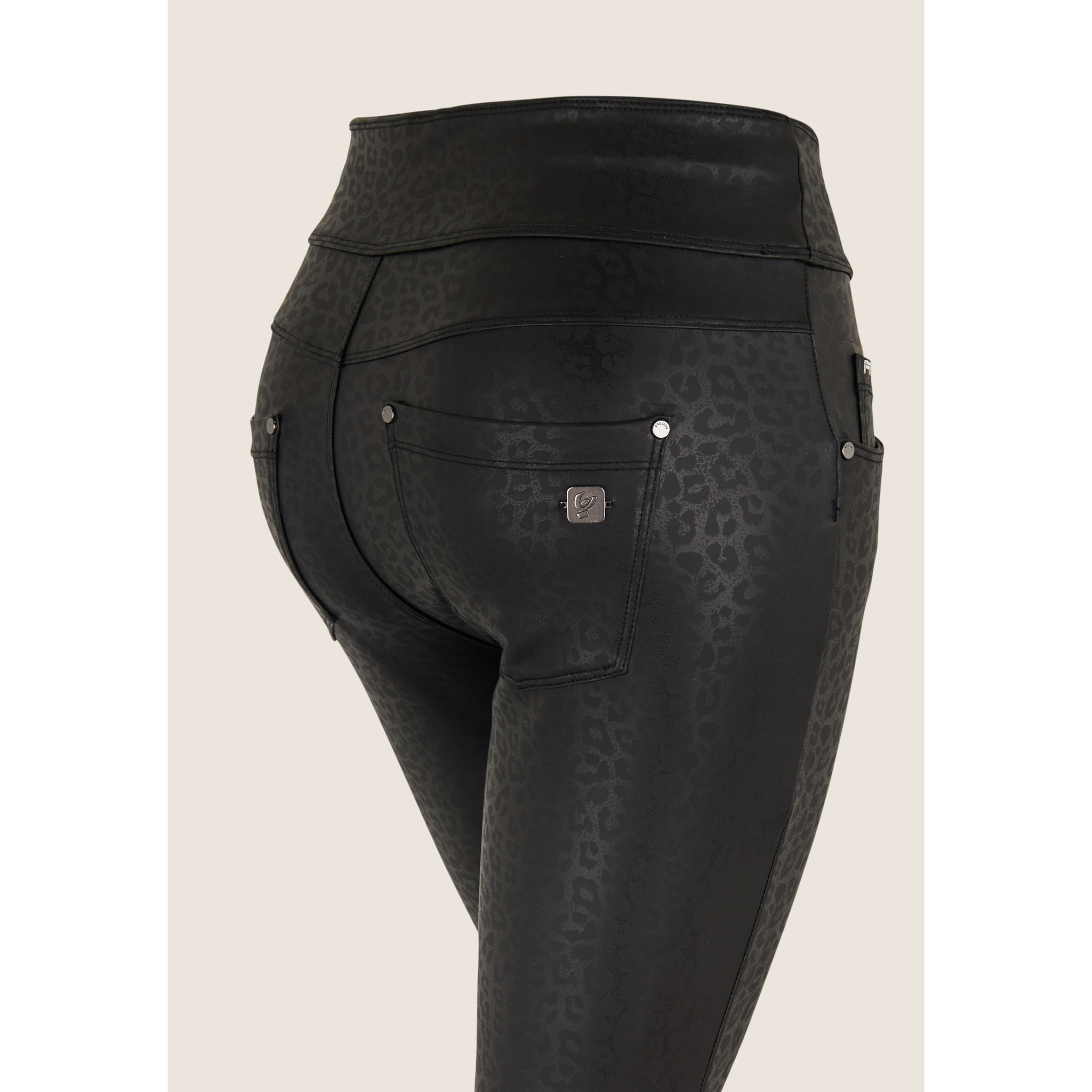 Pantaloni N.O.W. skinny in Similpelle Leopardata in tono