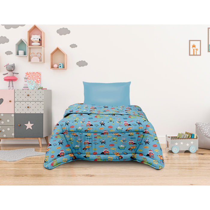 TRAPUNTA INVERNALE SUPEREROI BLU LETTO SINGOLO PRODOTTO ITALIANO