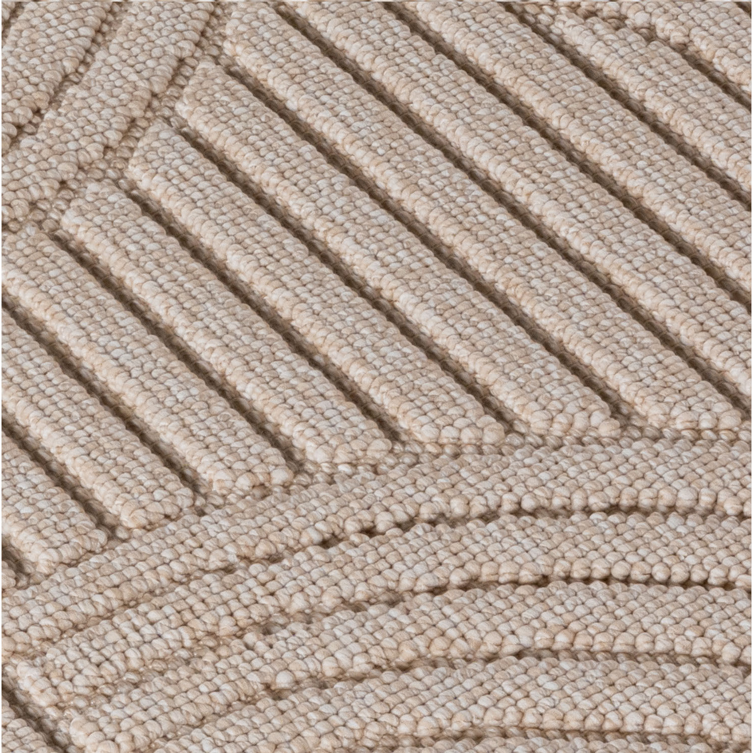 HELIX - Tapis moderne rond effet laine bouclé à motif géométrique en relief beige