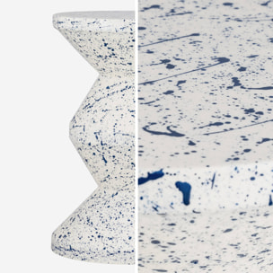 Table d'appoint. bout de canapé. table de chevet acier émaillé. motif moucheté bleu Ø33 x H 47cm - Zina