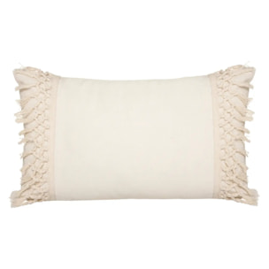 Coussin "Macra" en macramé blanc ivoire 30x50cm