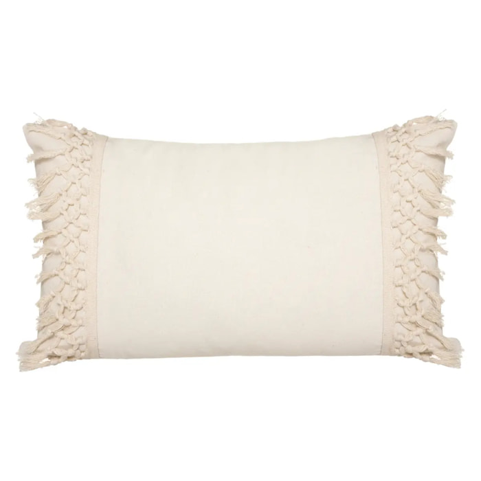 Coussin "Macra" en macramé blanc ivoire 30x50cm