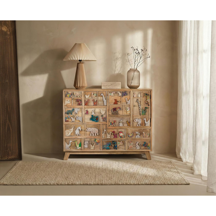 Cómoda de Madera de Mango 112 Cm Estilo Rústico Vintage