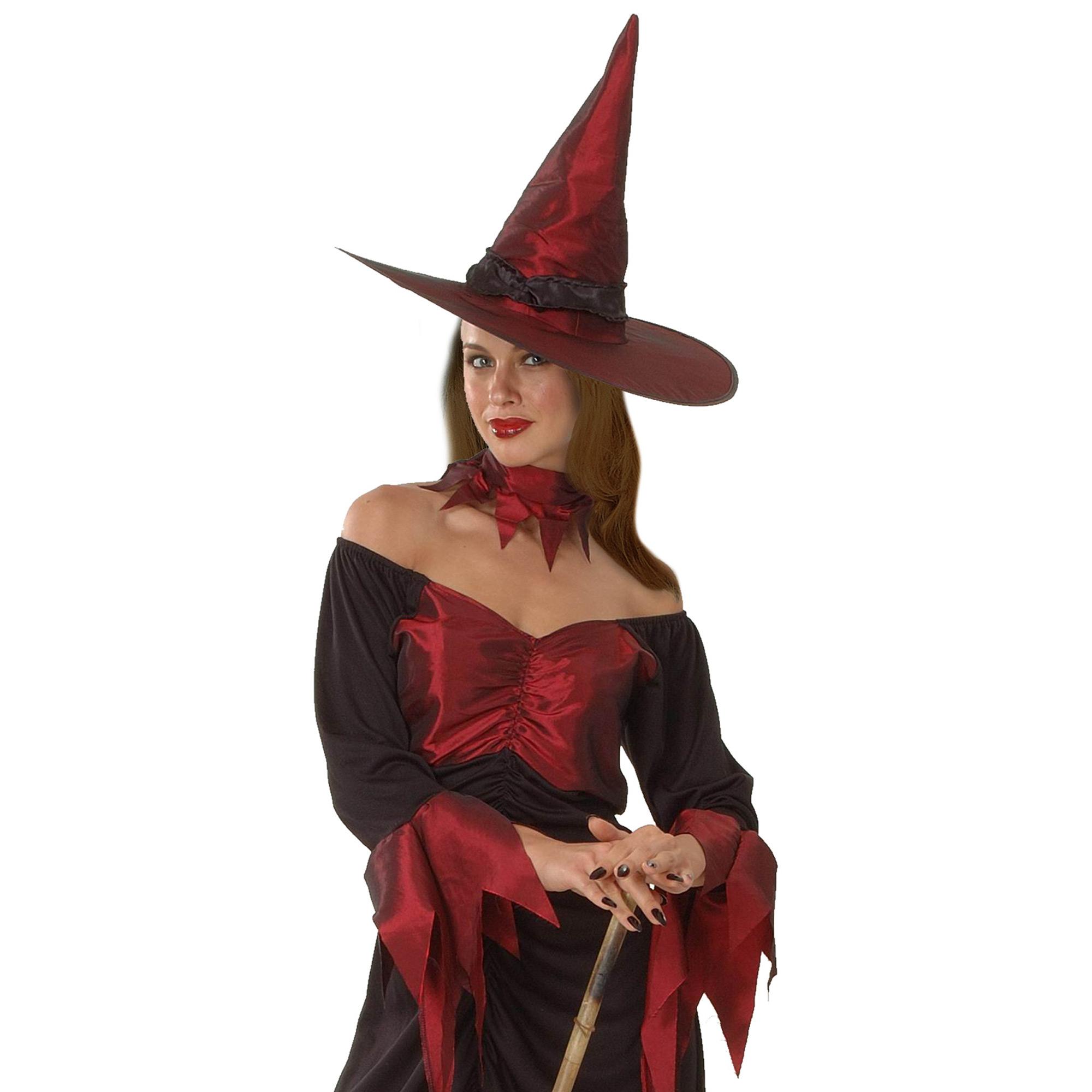 Strega Costume Da Donna Per Halloween Nero E Rosso