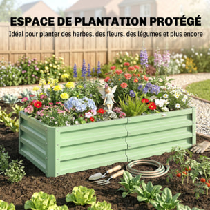 Carré potager de jardin dim. 120L x 60l x 30H cm tôle d'acier ondulée vert