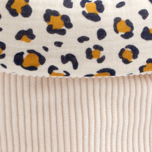 Lot de 2 panières de rangement en velours côtelé détail léopard