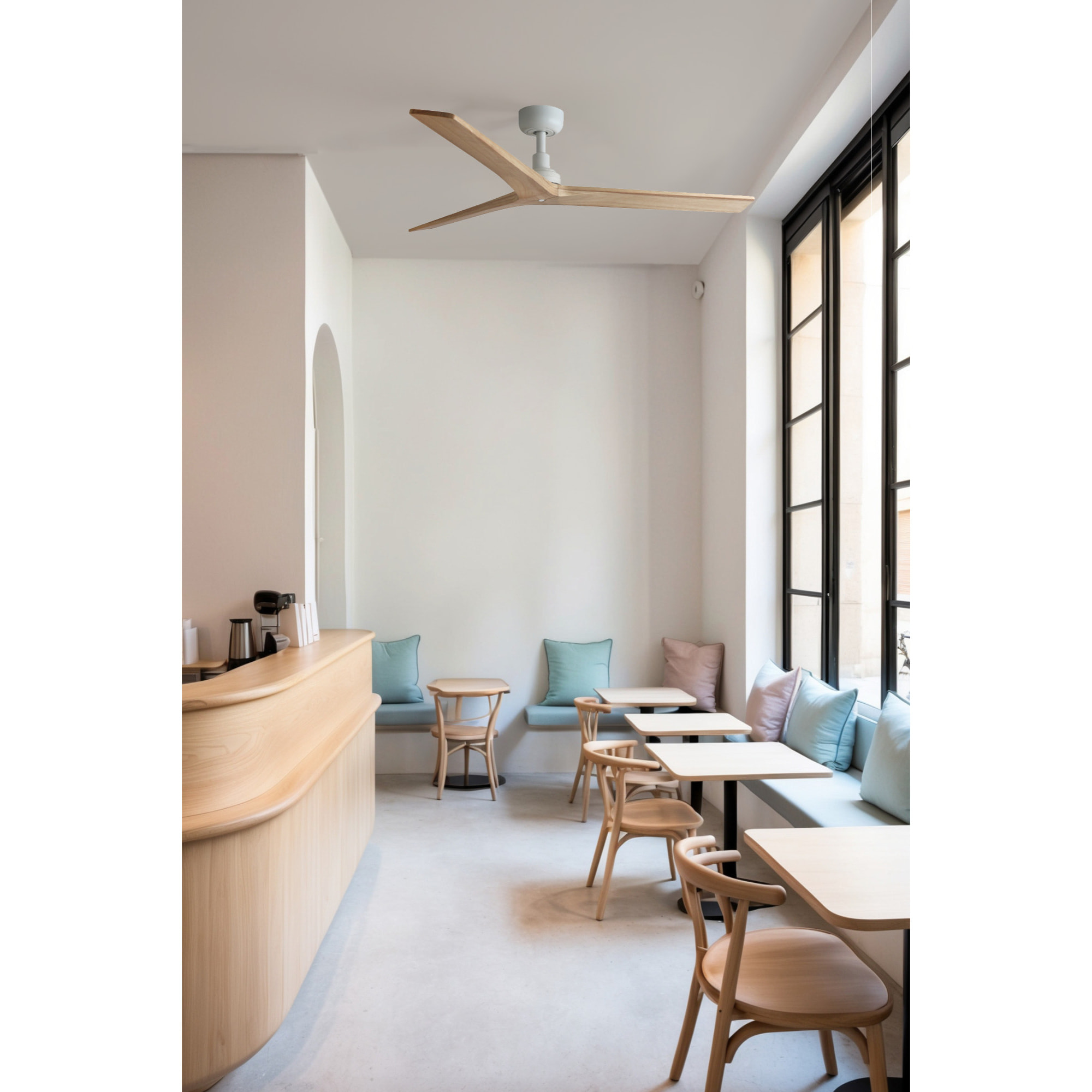 KLIM M Ventilateur de plafond blanc/bois chêne TUYA