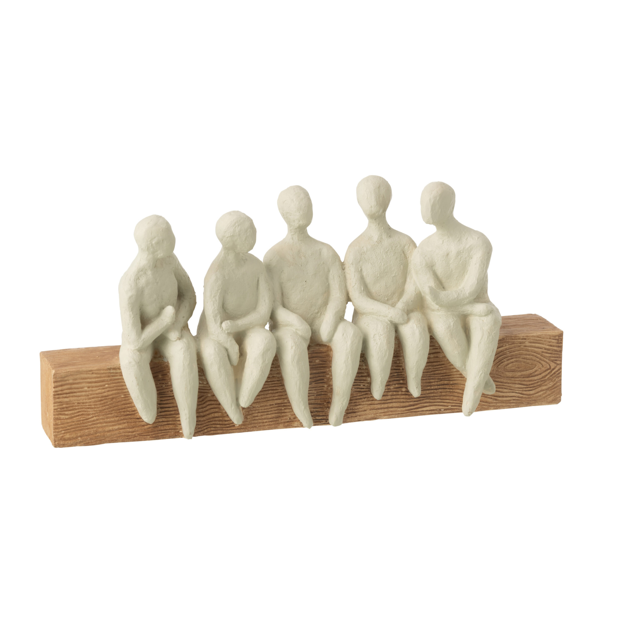 J-Line Figurine Groupe de Personnes Assises- polyrésine - blanc cassé/naturel