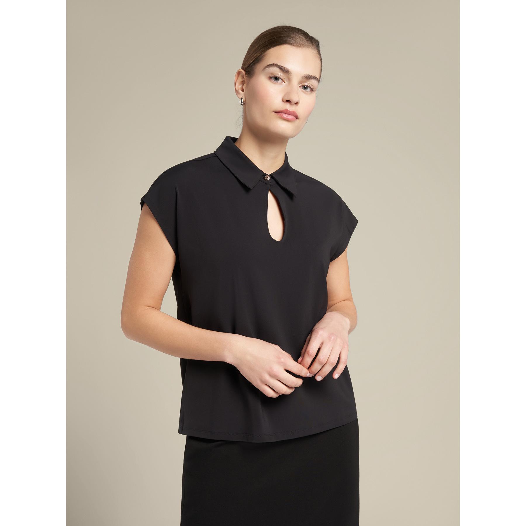 Elena Mirò - Camiseta con apertura por delante - Negro