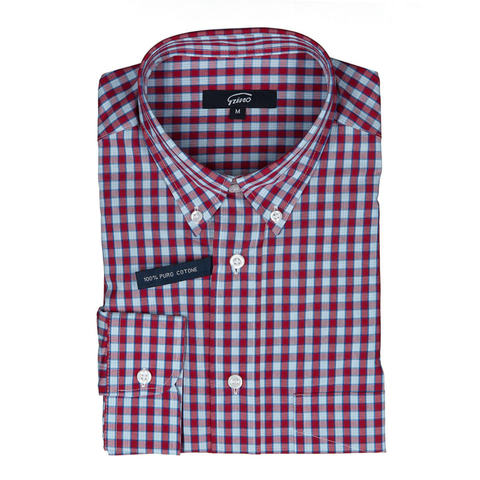 Camicia GRINO quadro bianco e rosso