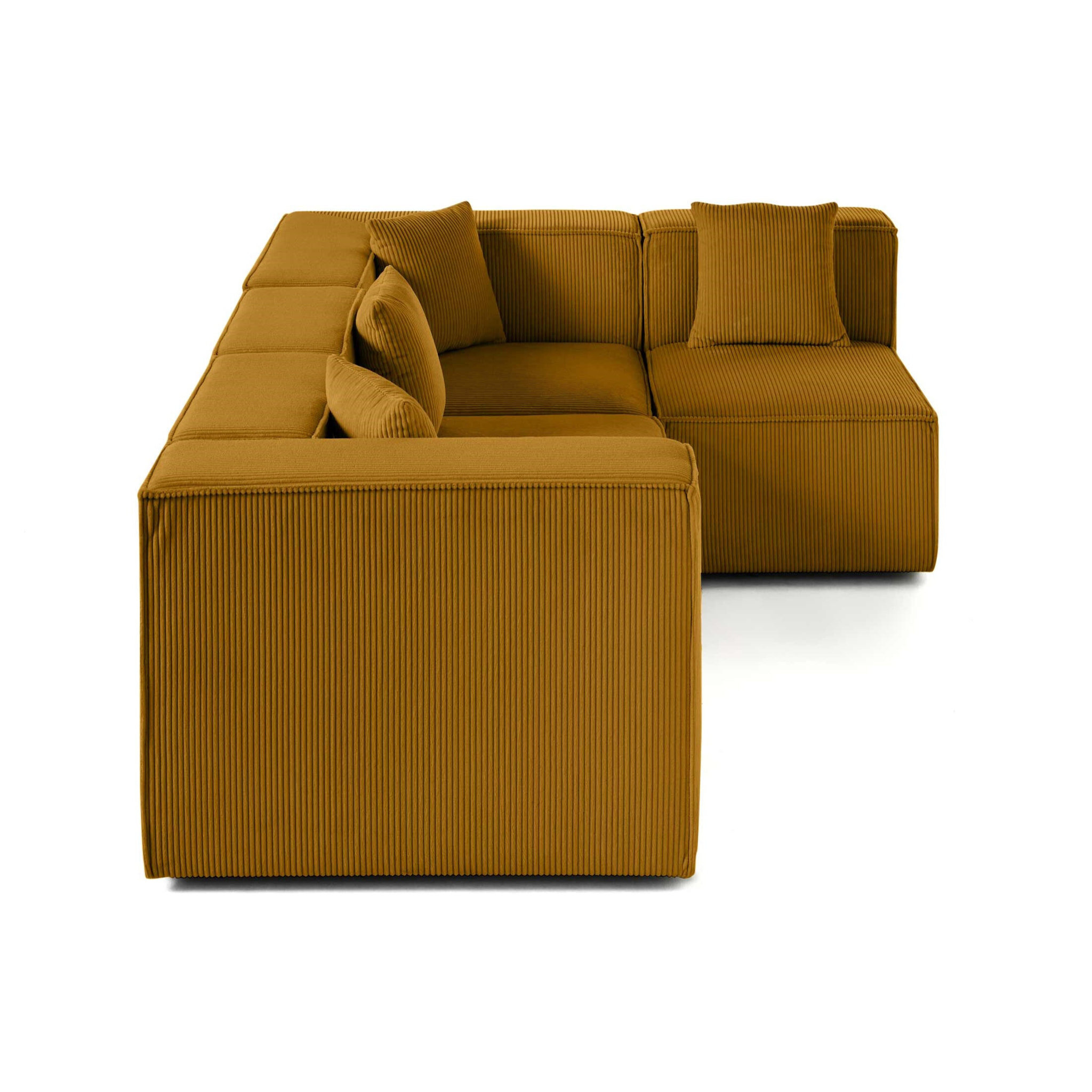 Arty - canapé modulable d'angle droit 4 places - en velours côtelé - Jaune