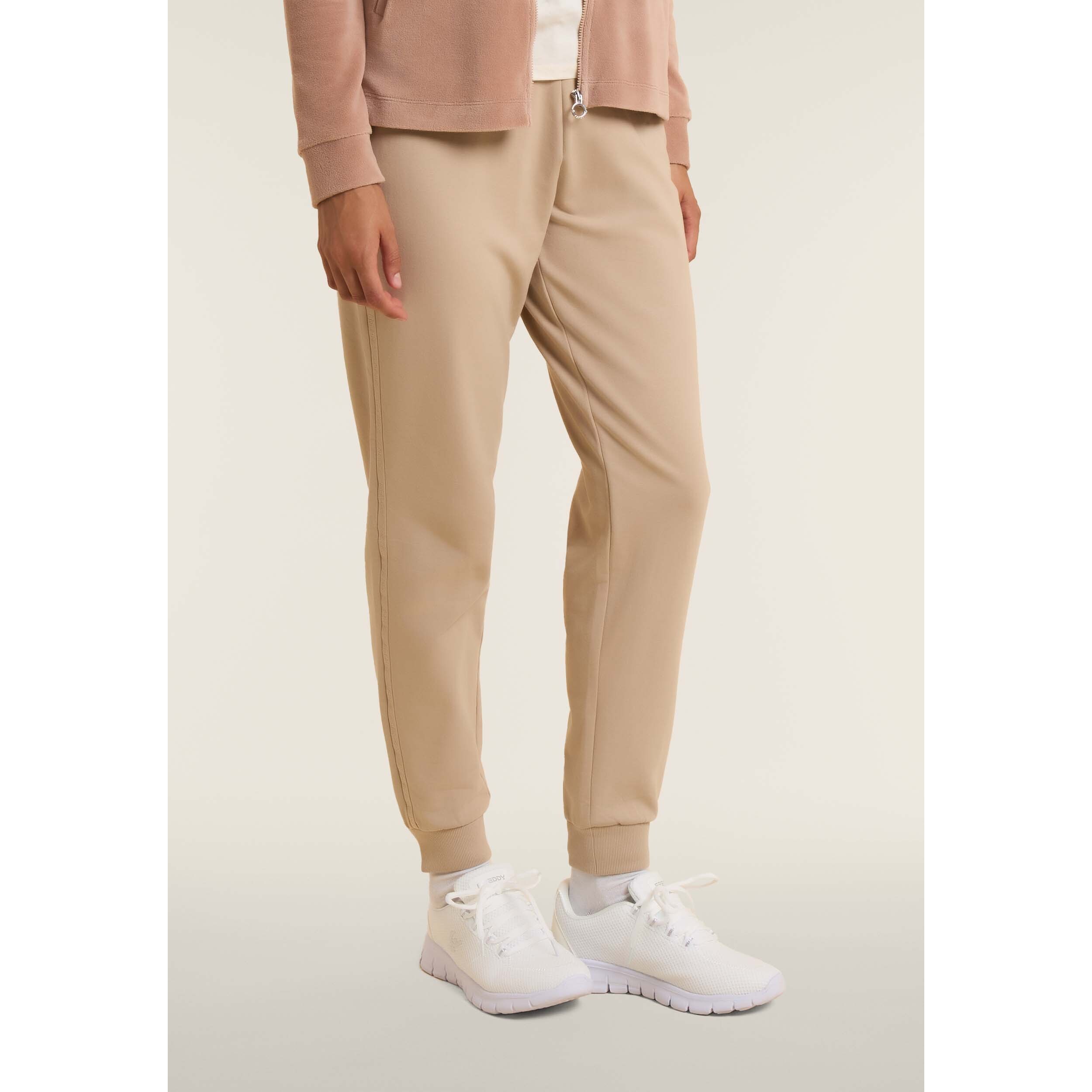 Pantaloni con fondo a costina e bande logate