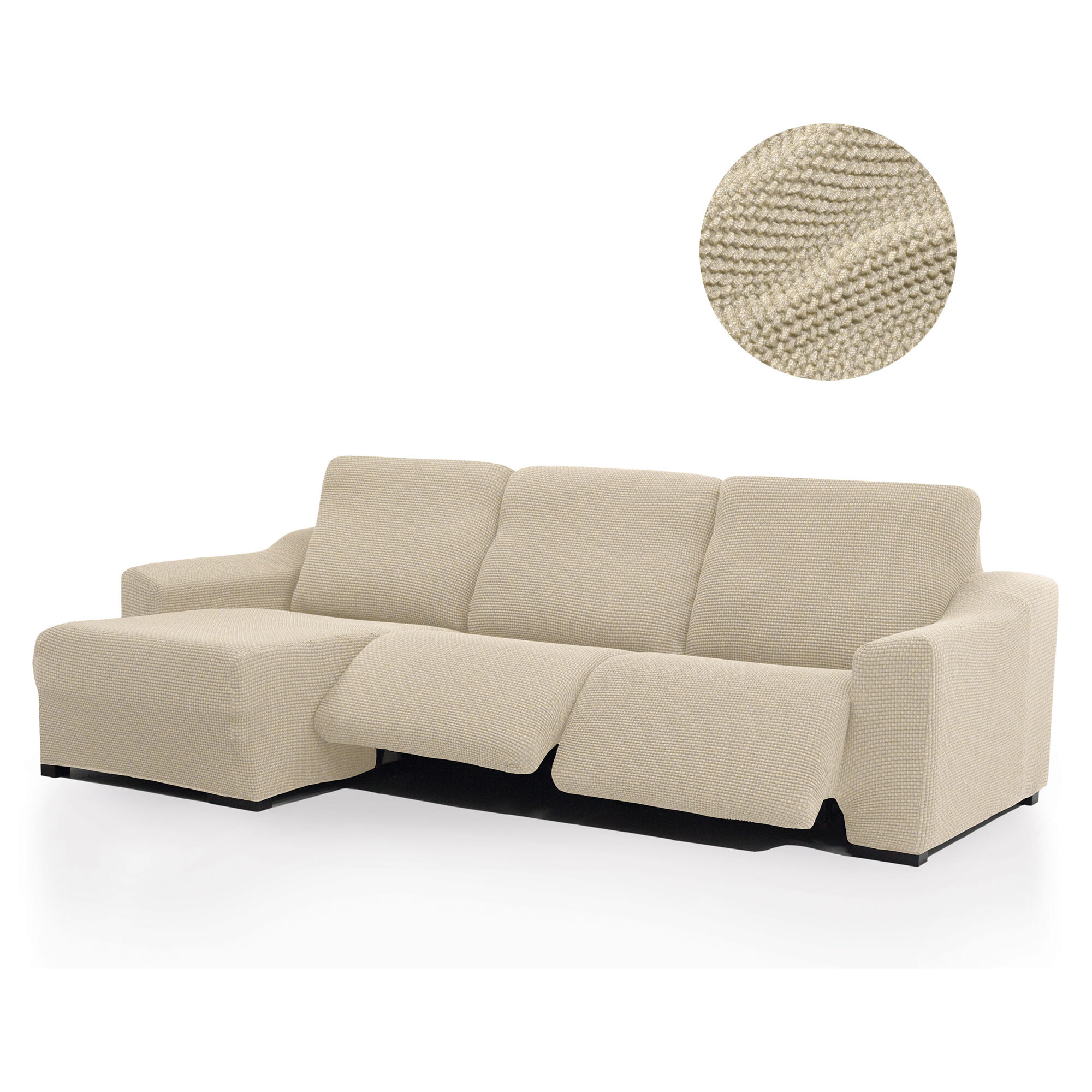 Funda para Chaise Longue izquierda (visto de frente ) brazo corto SÚPER ELÁSTICA con RELAX modelo HELENA