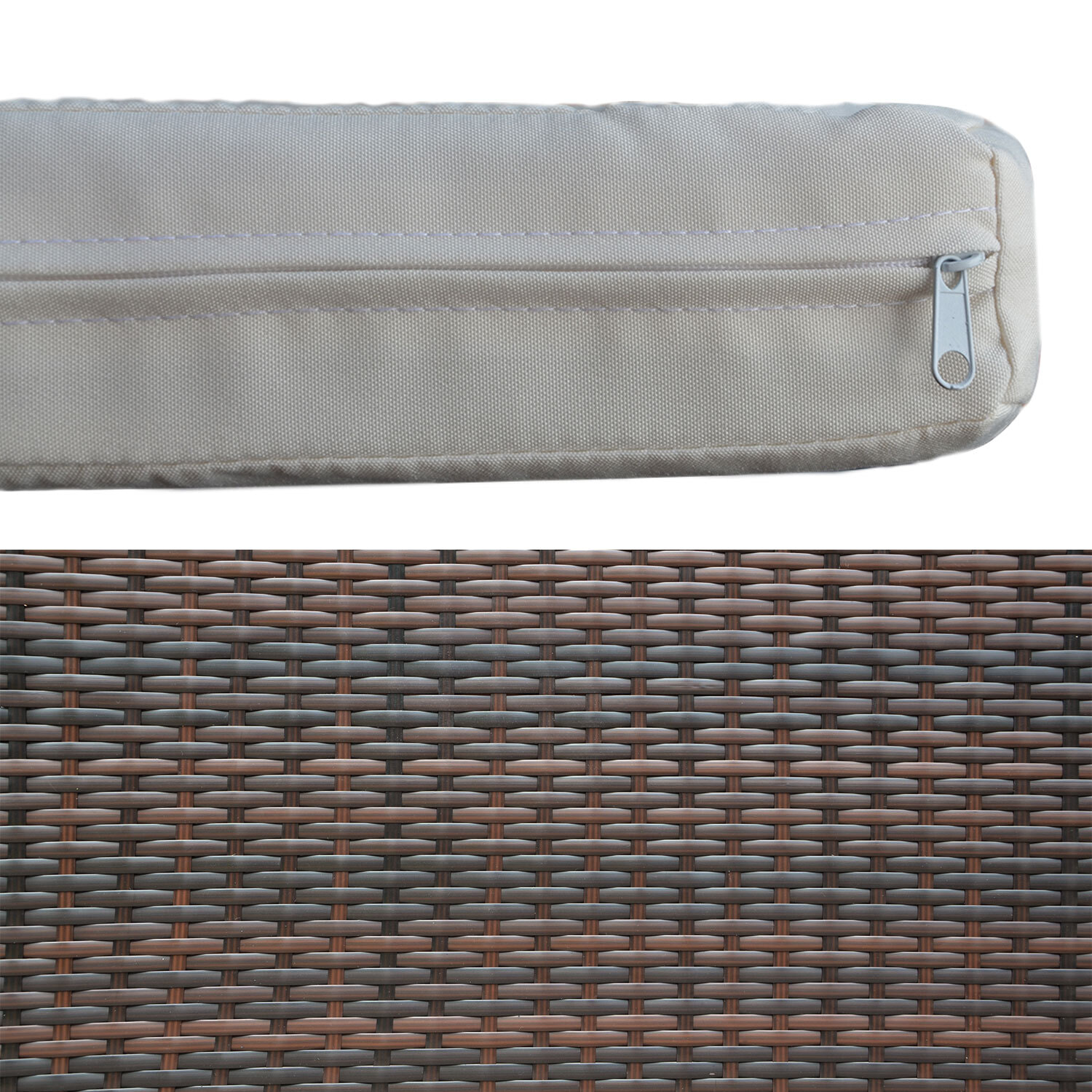 Salon de jardin CORFOU en résine tressée marron 4 places - coussins beige