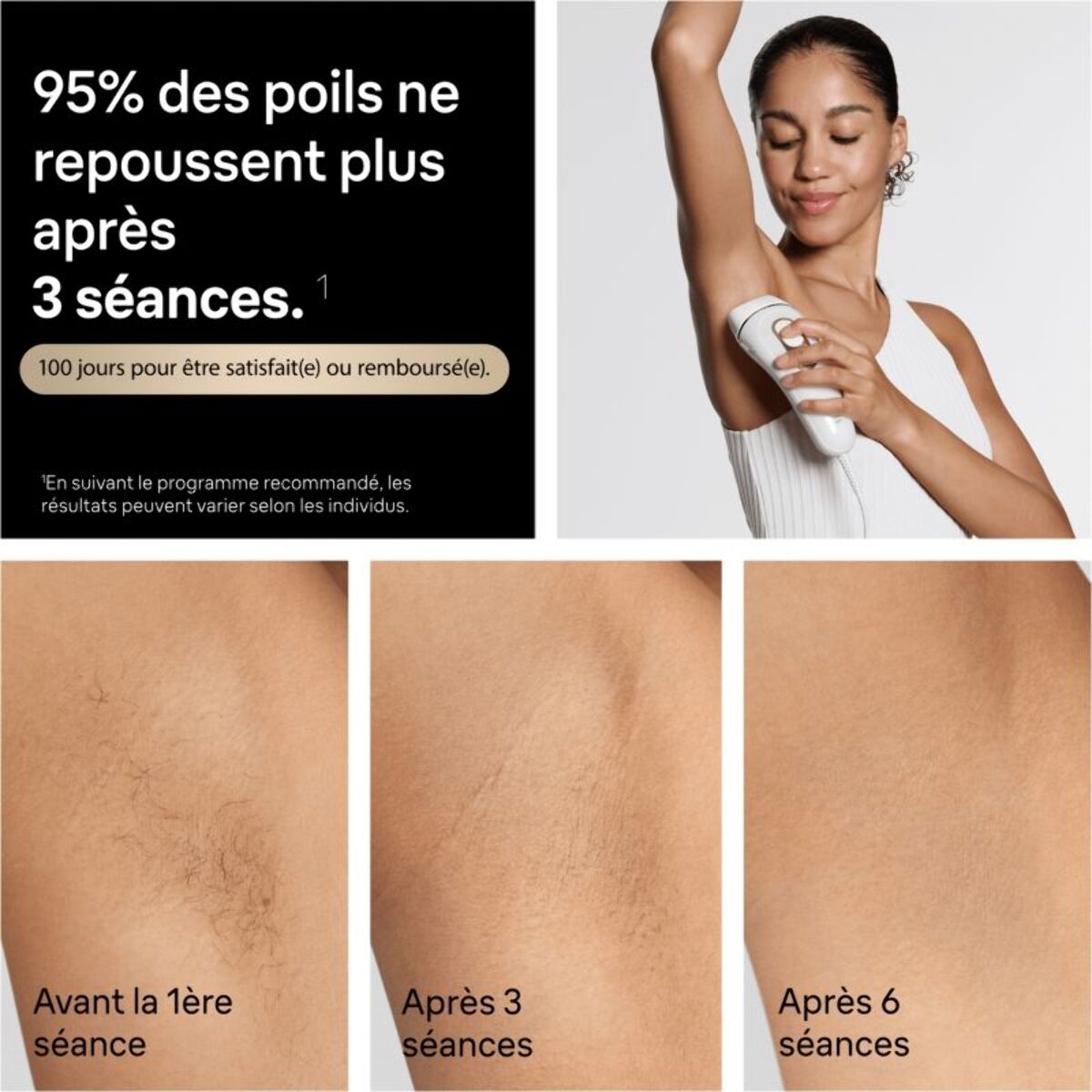 Epilateur lumière pulsée BRAUN IPL PL5431 4 têtes, 1 rasoir Gillette Venus, pochette