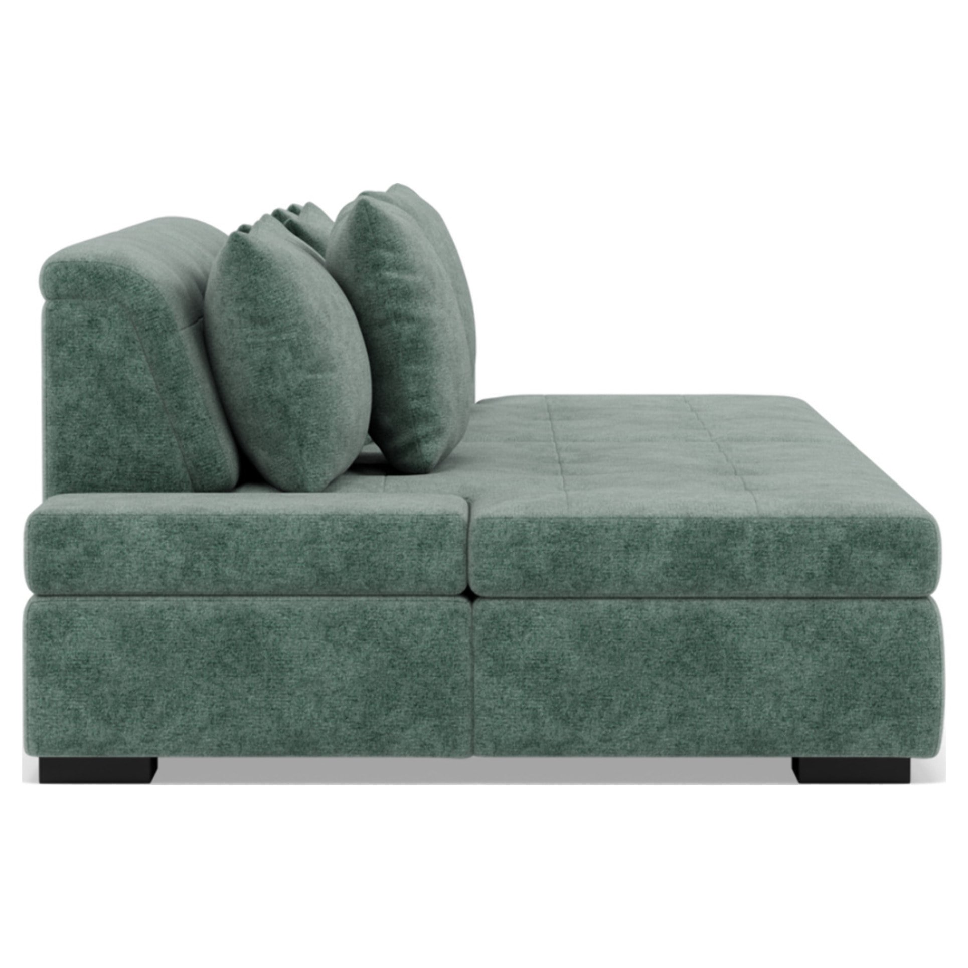 Vermont - canapé droit 4 places avec double méridienne - assise profonde - en velours texturé - Vert