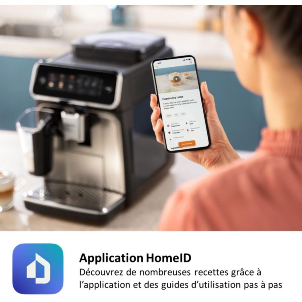 Expresso Broyeur PHILIPS EP5447/90 Machine à café à grain Grise Série 5400 LatteGo