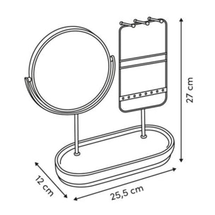 Miroir de beauté porte-bijoux Come ovale 25,5x27cm beige