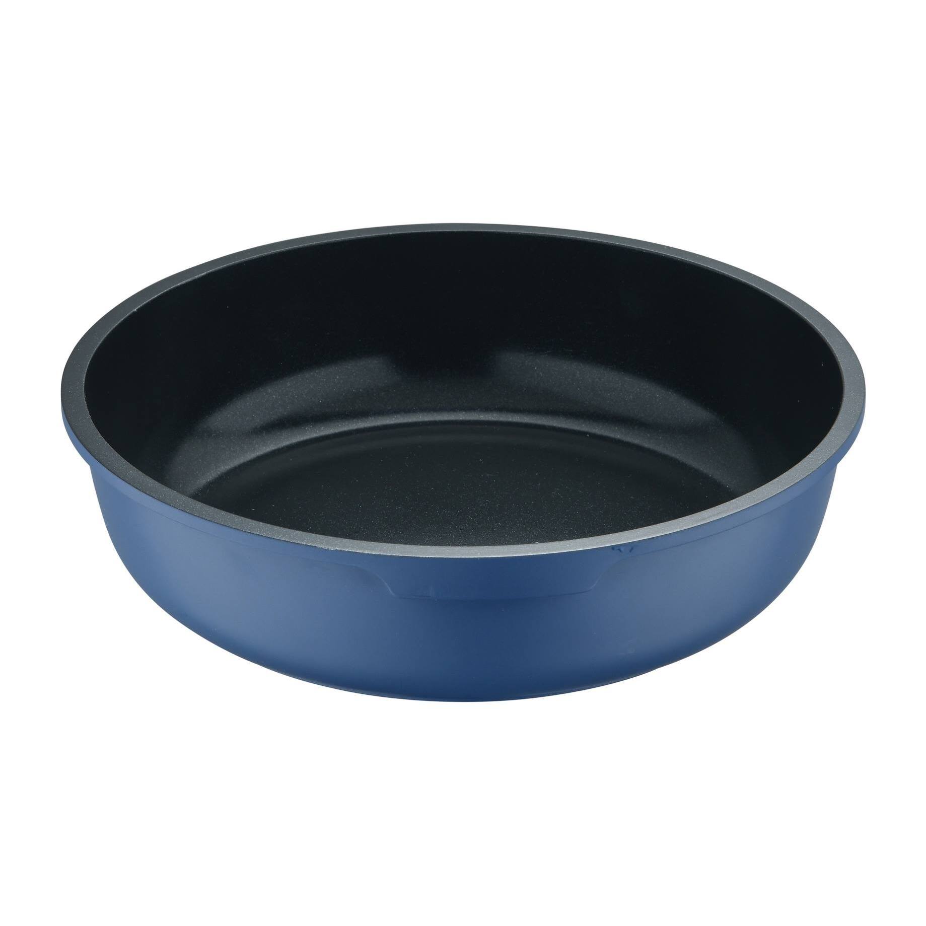 juego de 2 sartenes ø22ø26cm aluminio fundido azul + mango desmontable