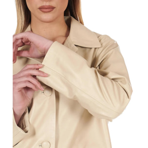 Giacca in pelle beige monopetto versione oversize