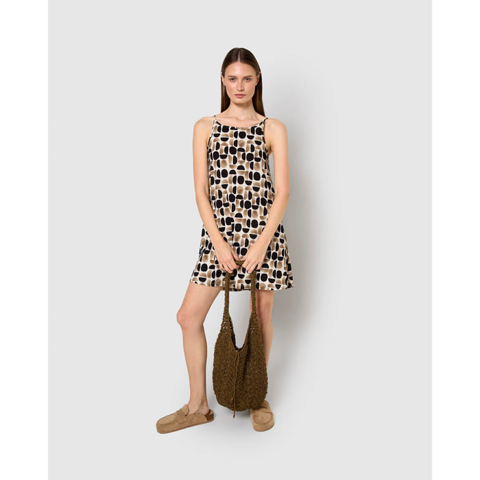 Vestido corto tirantes crepe tebas negro
