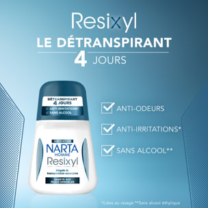Lot de 12 - Narta Resixyl Homme Déodorant Détranspirant Bille 4 jours Sans Alcool 50ml