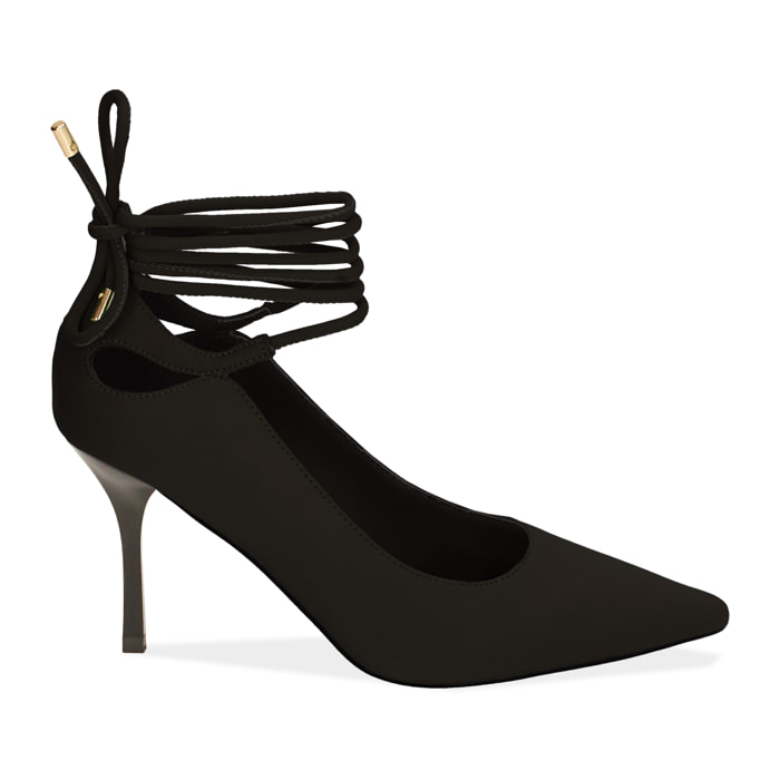 Salón de lycra negro, tacón 8,5 cm.