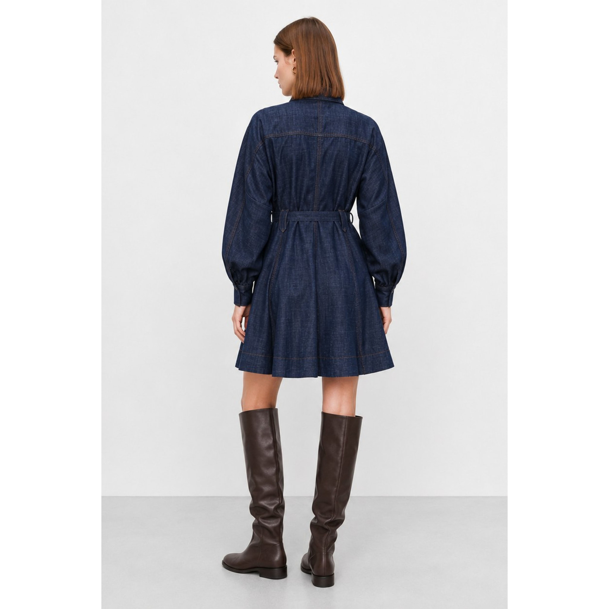 Kocca - Abito a camicia in denim da donna con bottoni e cintura Donna