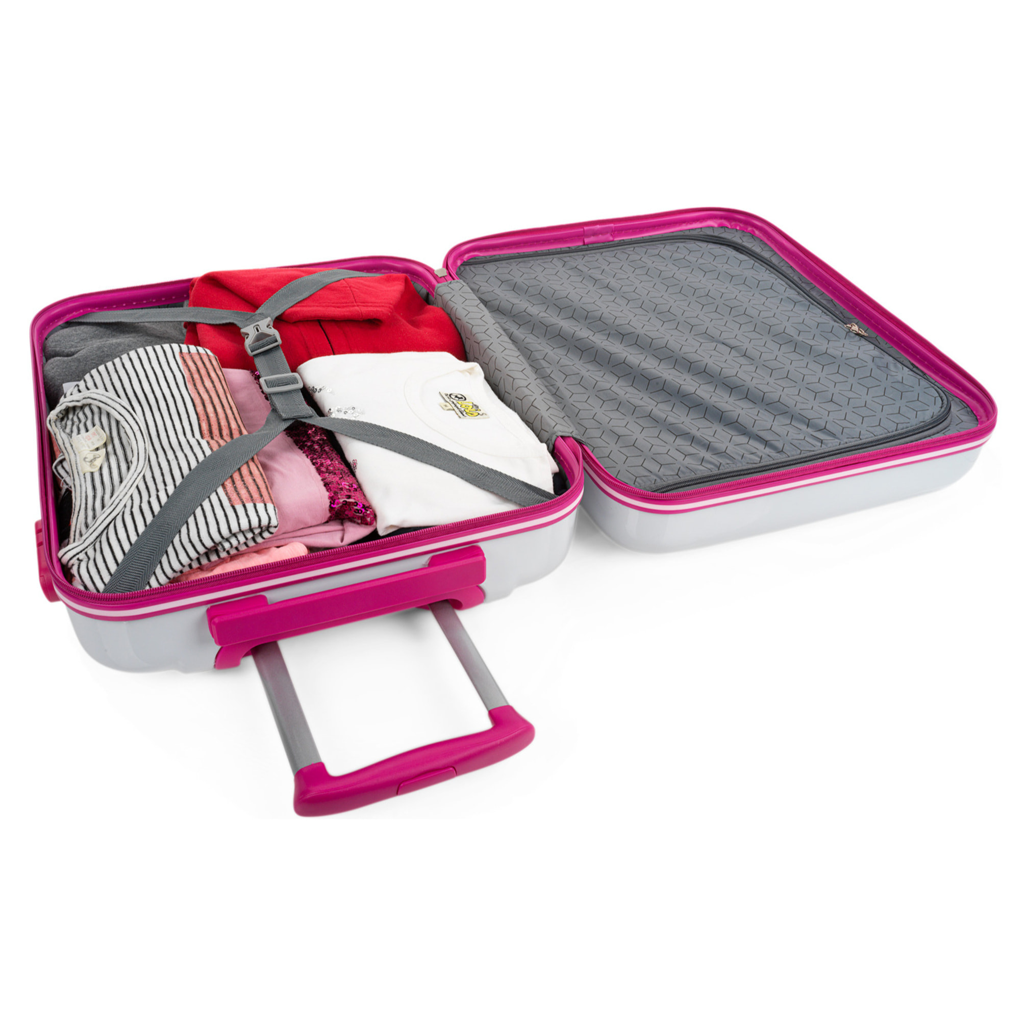 Maleta Pc Pequeña Itaca Stickers Blanco-Fucsia