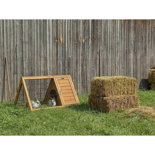 Clapier poulailler "Biscotte" - 100 x 62 x 52 cm - Marron