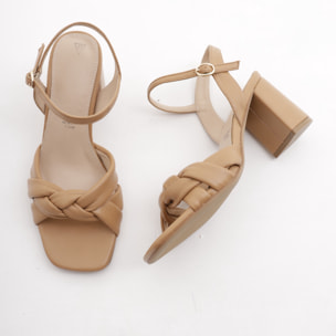 SANDALO TRECCIA CHOCOLA' CUOIO