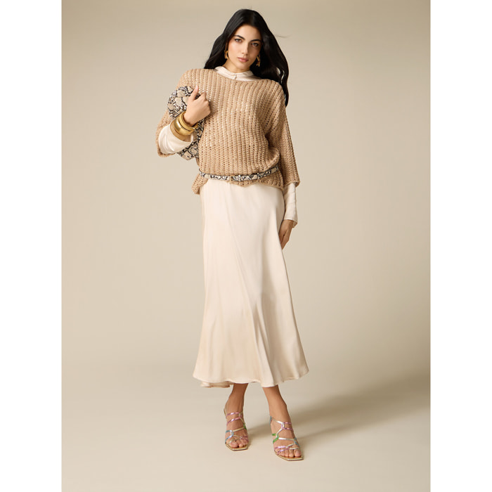 Oltre - Gonna in raso di viscosa - Bianco