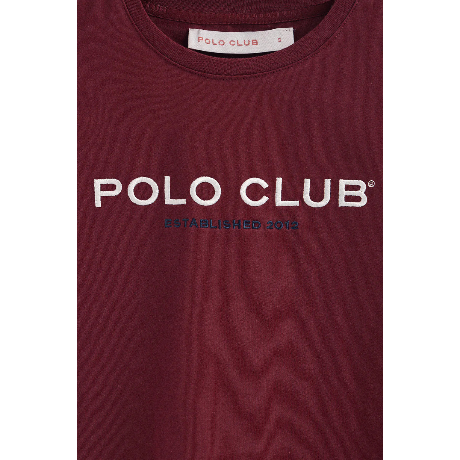 Maglietta granata a maniche corte con logo Established 2012 Polo Club