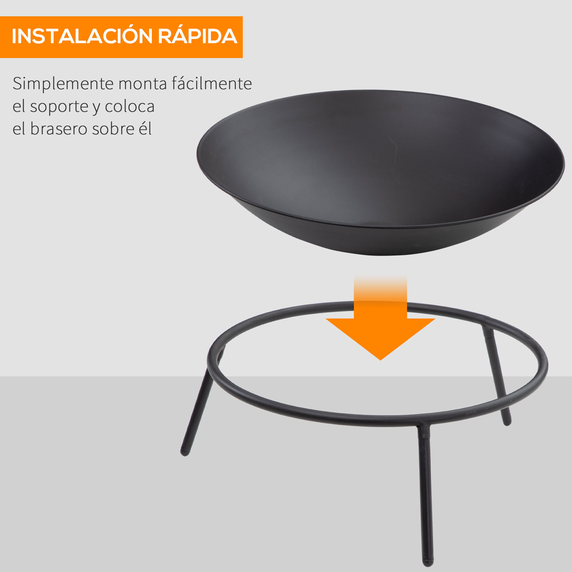 Brasero Exterior para Jardín con Atizador para Hogueras Leñas Terraza Ø47x21 cm