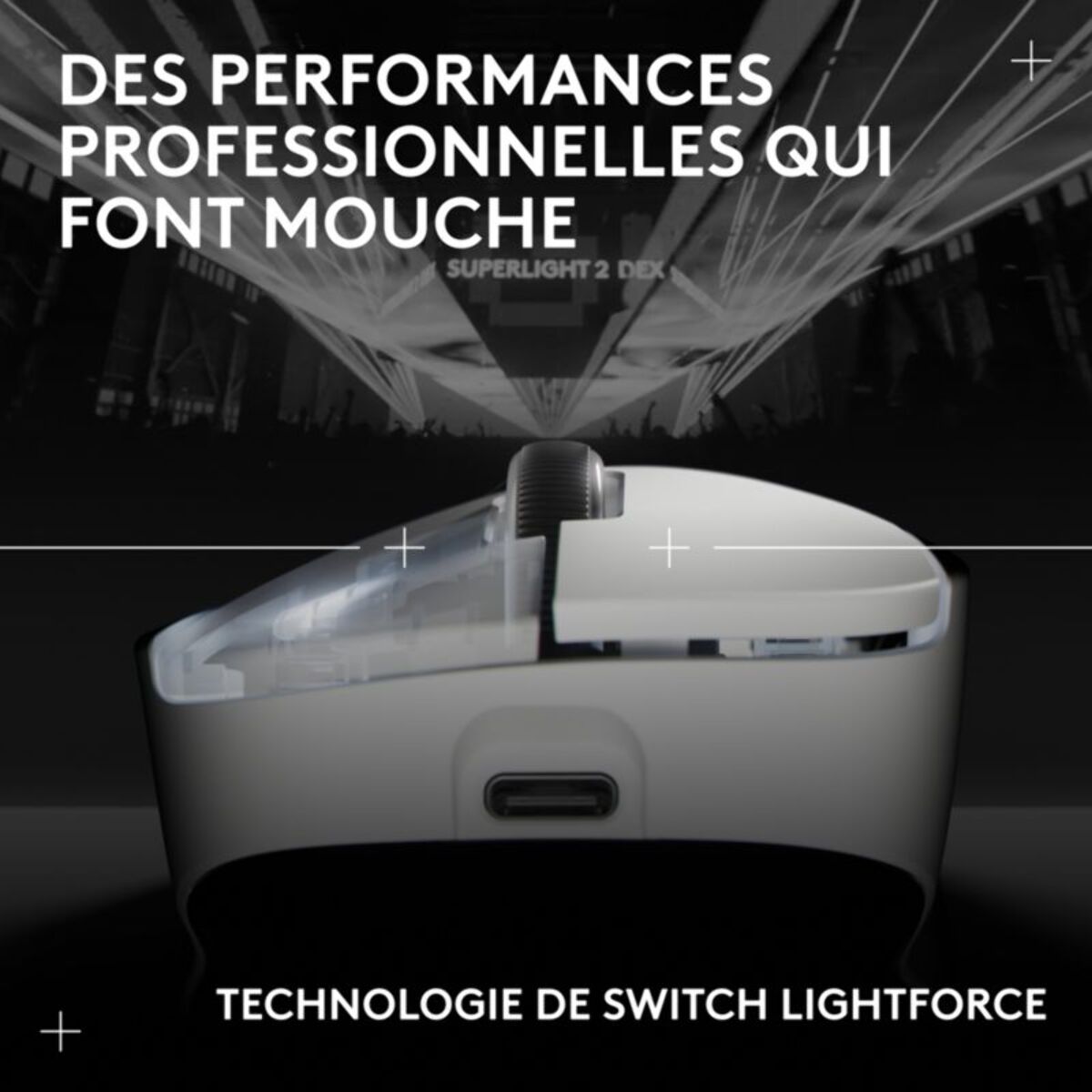 Souris Gamer Sans Fil LOGITECH PRO X SUPERLIGHT2 DEX LIGHTSPEED Blan