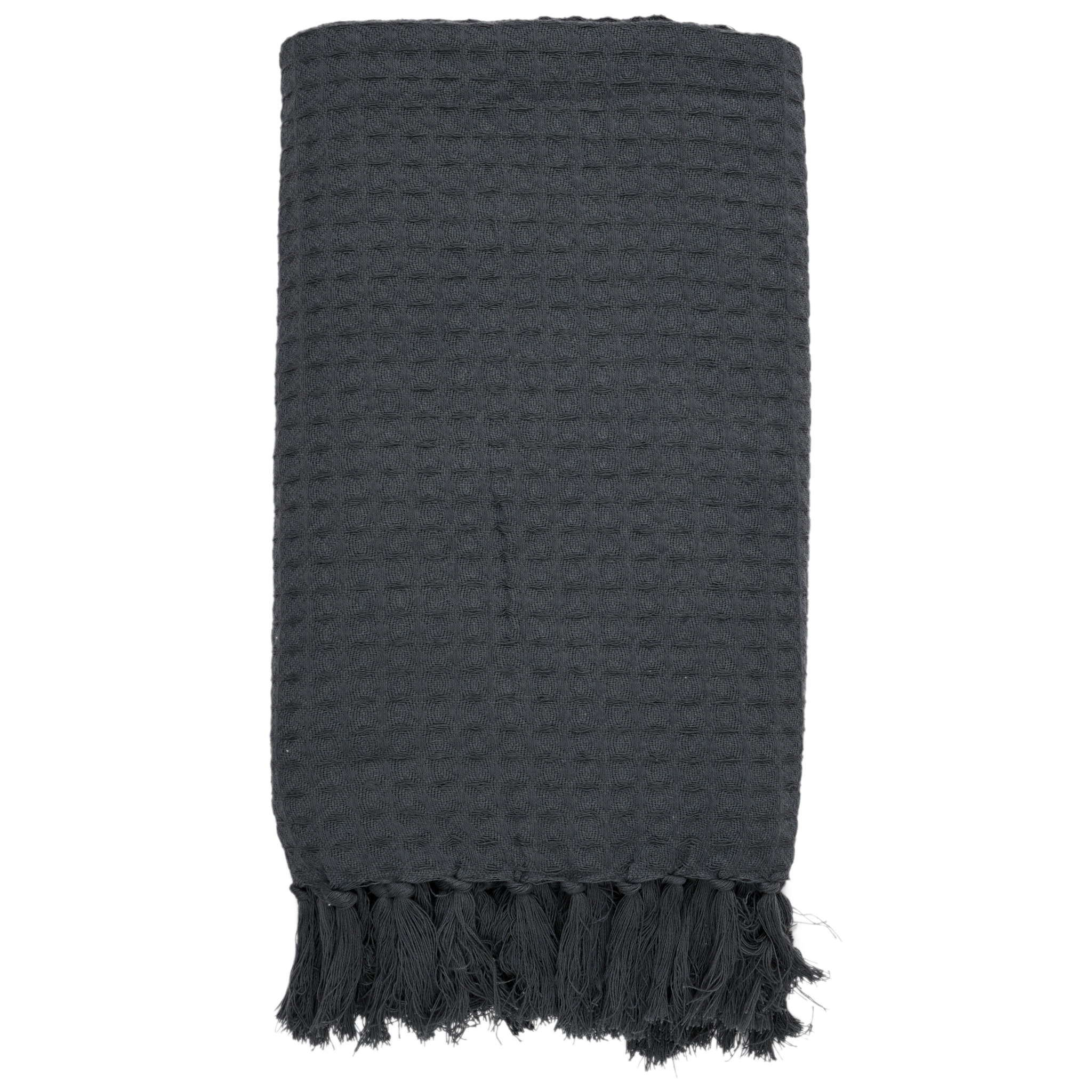 Jeté de Canapé - HOME DECO FACTORY - Gaufré - Gris Anthracite - 130 x 160 cm